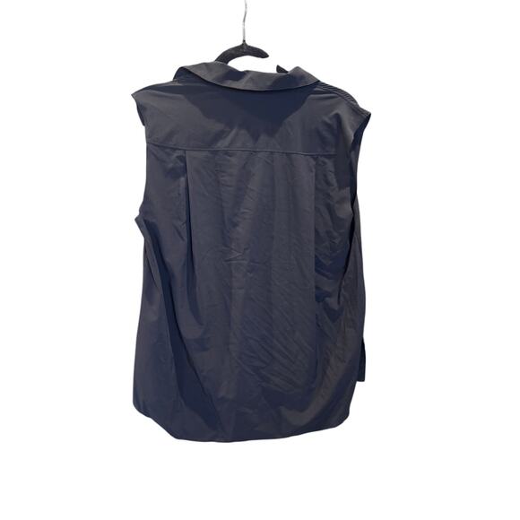 Athleta Black Sleeveless Collared Button Up Shirt Women’s Medium Oversized Boxy - Picture 7 of 10